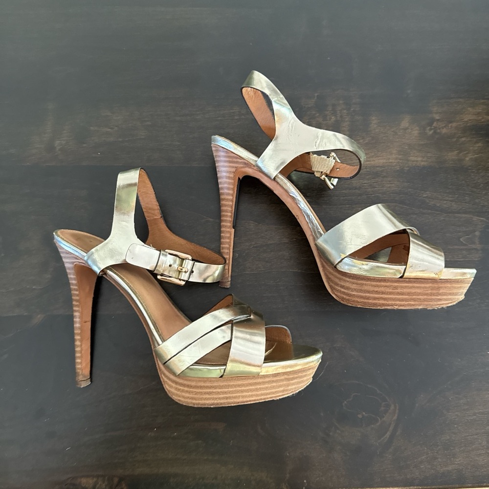 Coach Metallic Gold Platform Heels 8